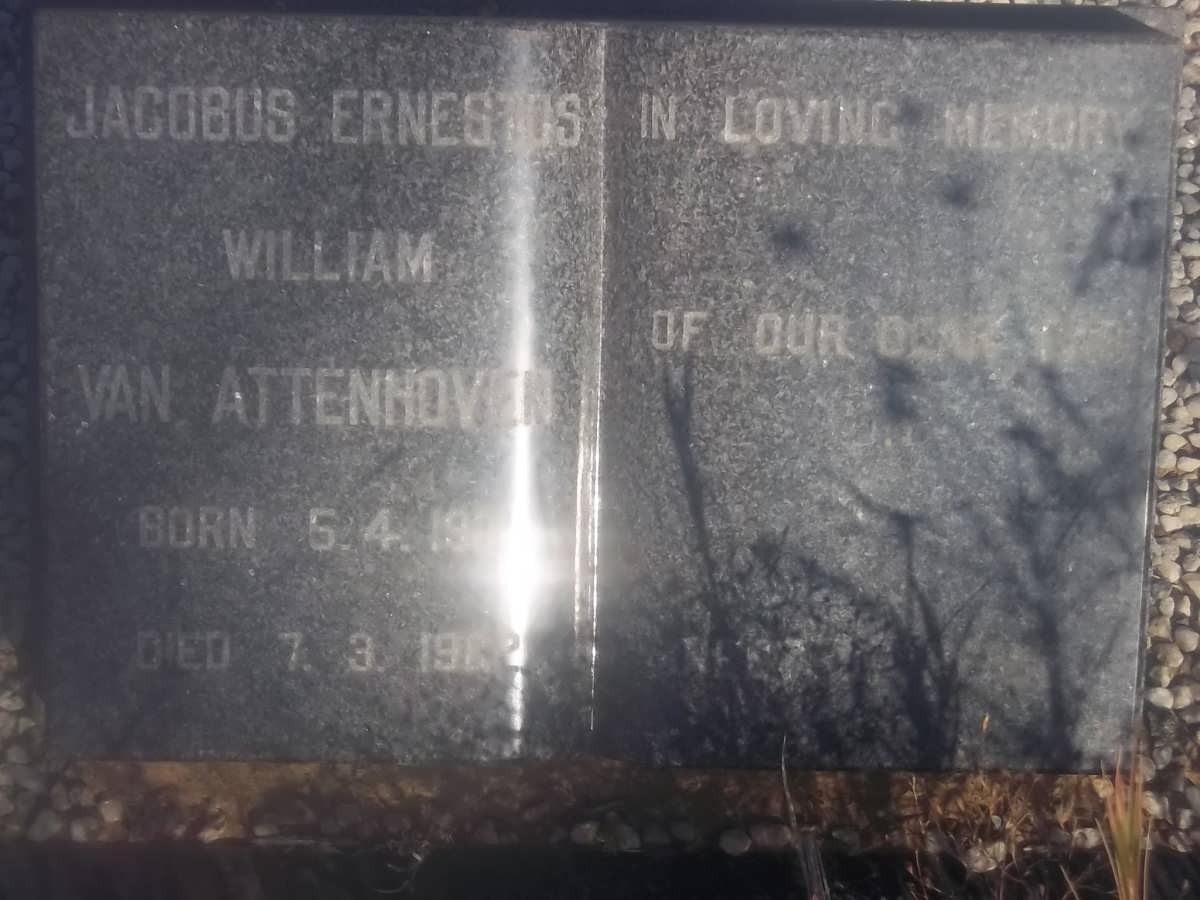 ATTENHOVEN Jacobus Ernestos William, van 19??-19?2