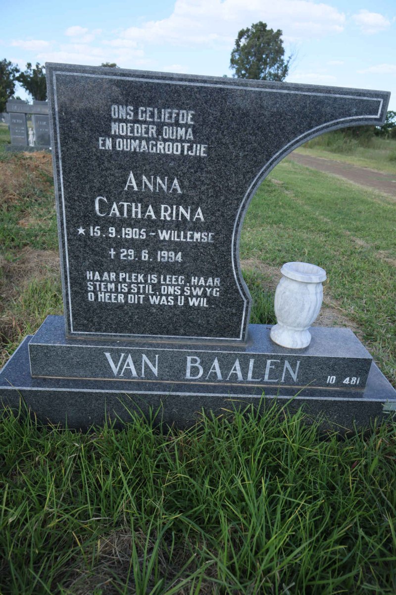 BAALEN Anna Catharina, van WILLEMSE 1905-1994