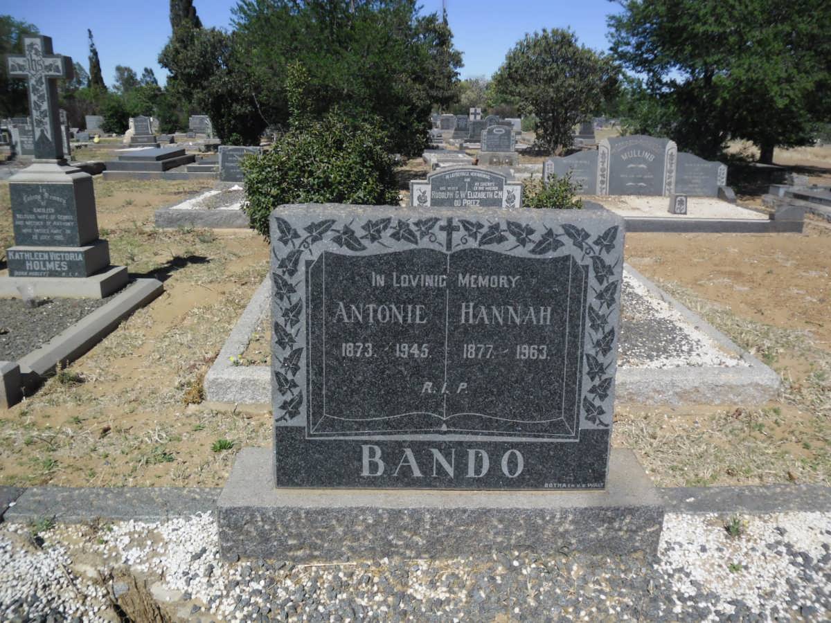 BANDO Antonie 1873-1945 &amp; Hannah 1877-1963