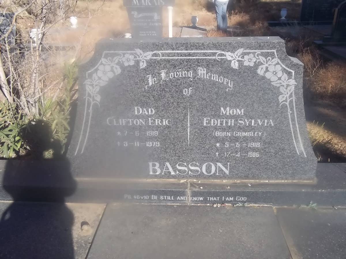 BASSON Clifton Eric 1918-1979 &amp; Edith Sylvia CRUMSLEY 1918-1986