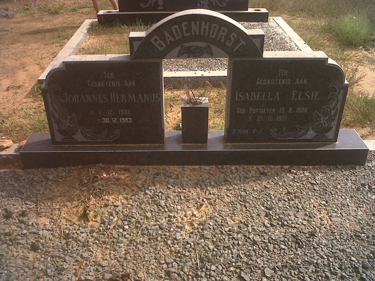 BADENHORST Johannes Hermanus 1901-1983 &amp; Isabella Elsie POTGIETER 1906-1971