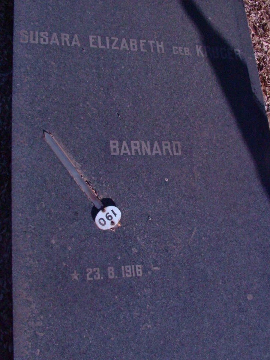 BARNARD Susara Elizabeth nee KRUGER  1916-