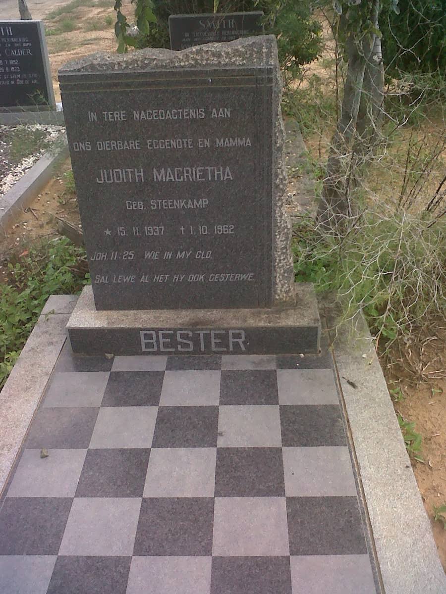 BESTER Judith Magrietha nee STEENKAMP 1937-1962