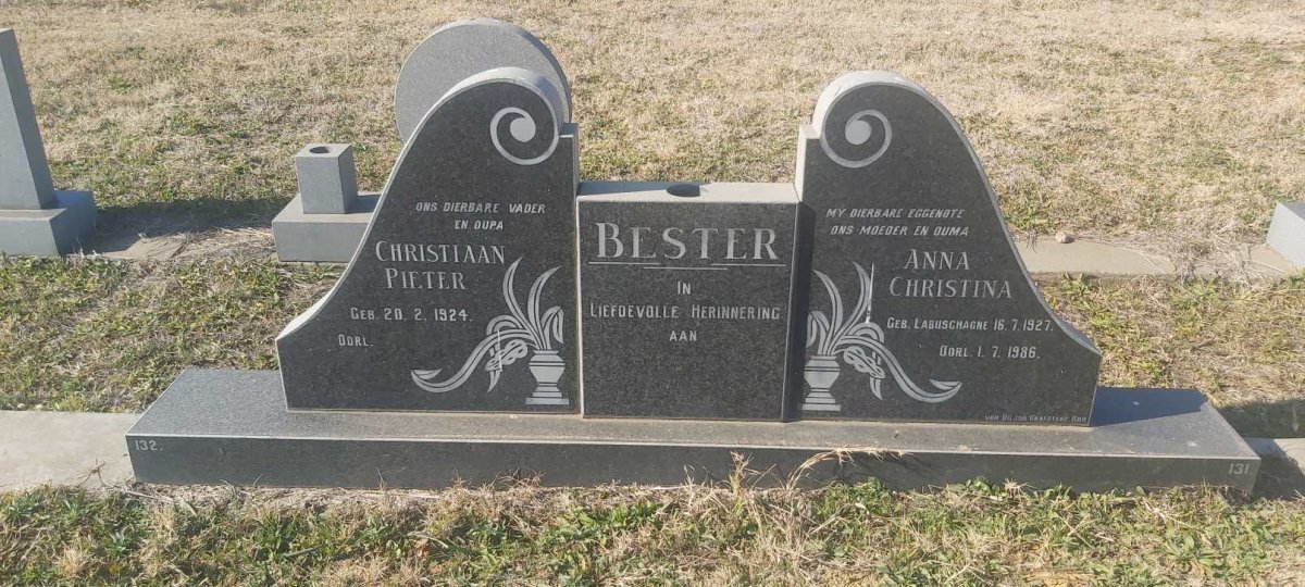 BESTER Christiaan Pieter 1924- &amp; Anna Christina LABUSCHAGNE 1927-1986