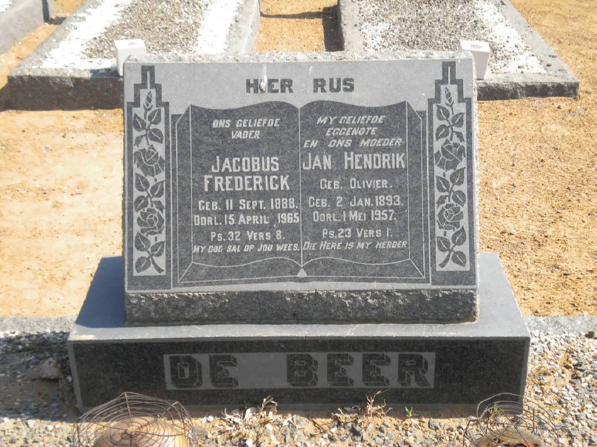 BEER Jacobus Frederick, de 1888-1956 &amp; Jan Hendrik OLIVIER 1893-1957