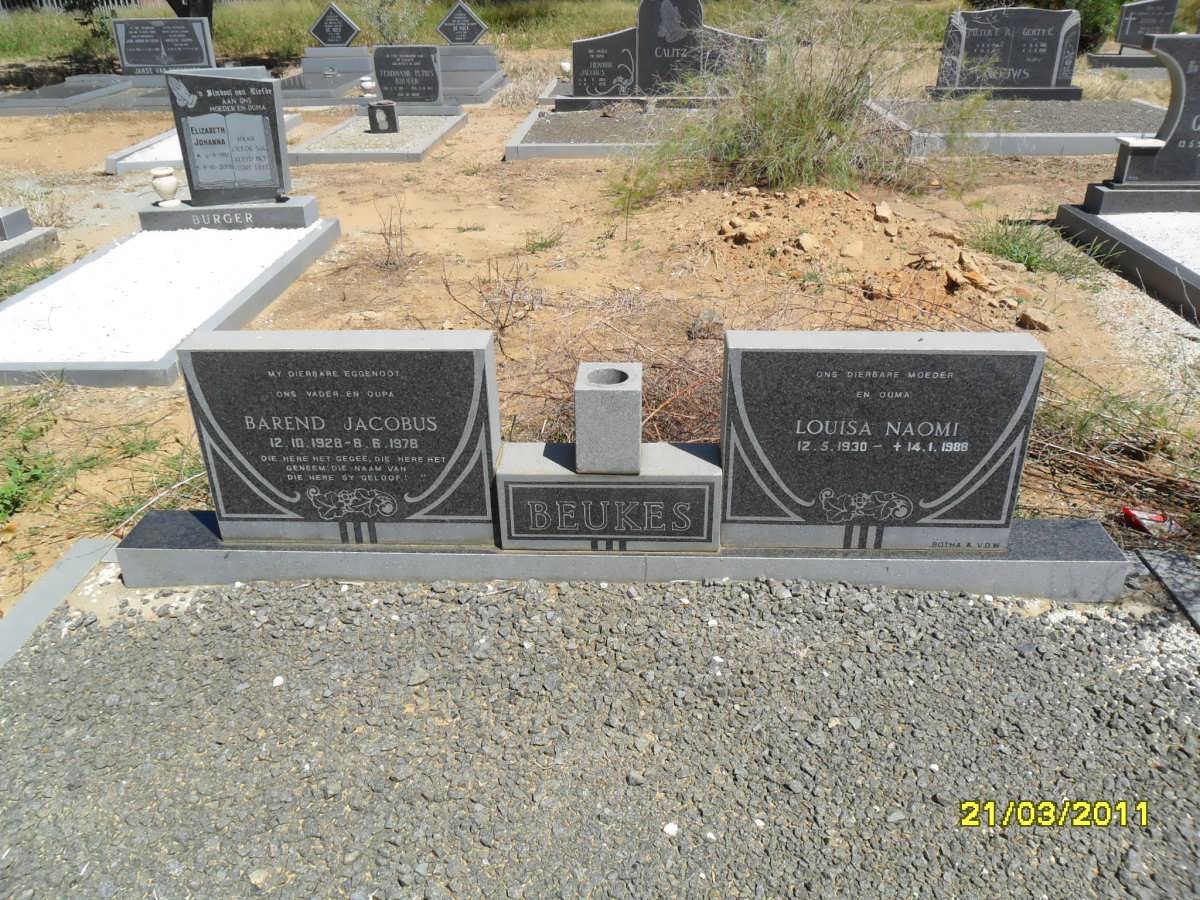 BEUKES Barend Jacobus 1928-1978 &amp; Louisa Naomi 1930-1988