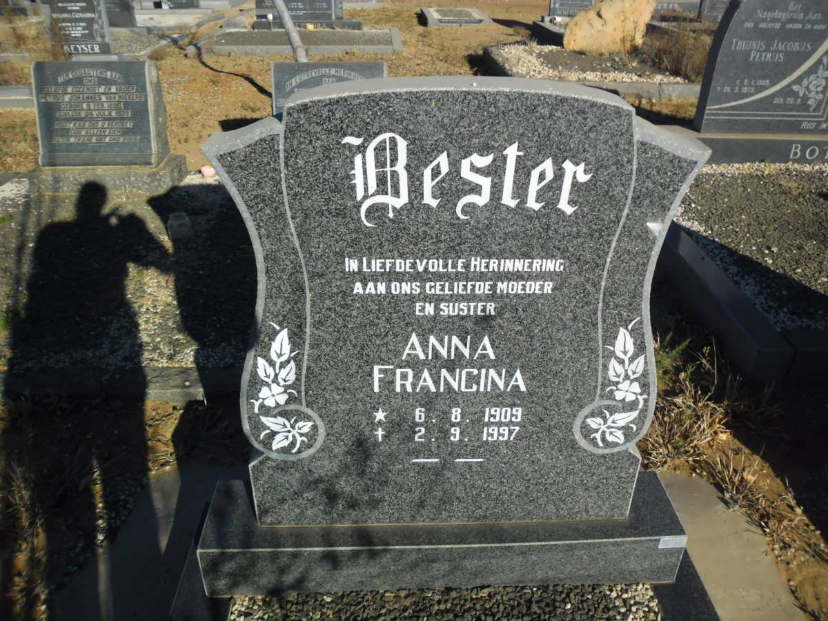 BESTER Anna Francina 1909-1997