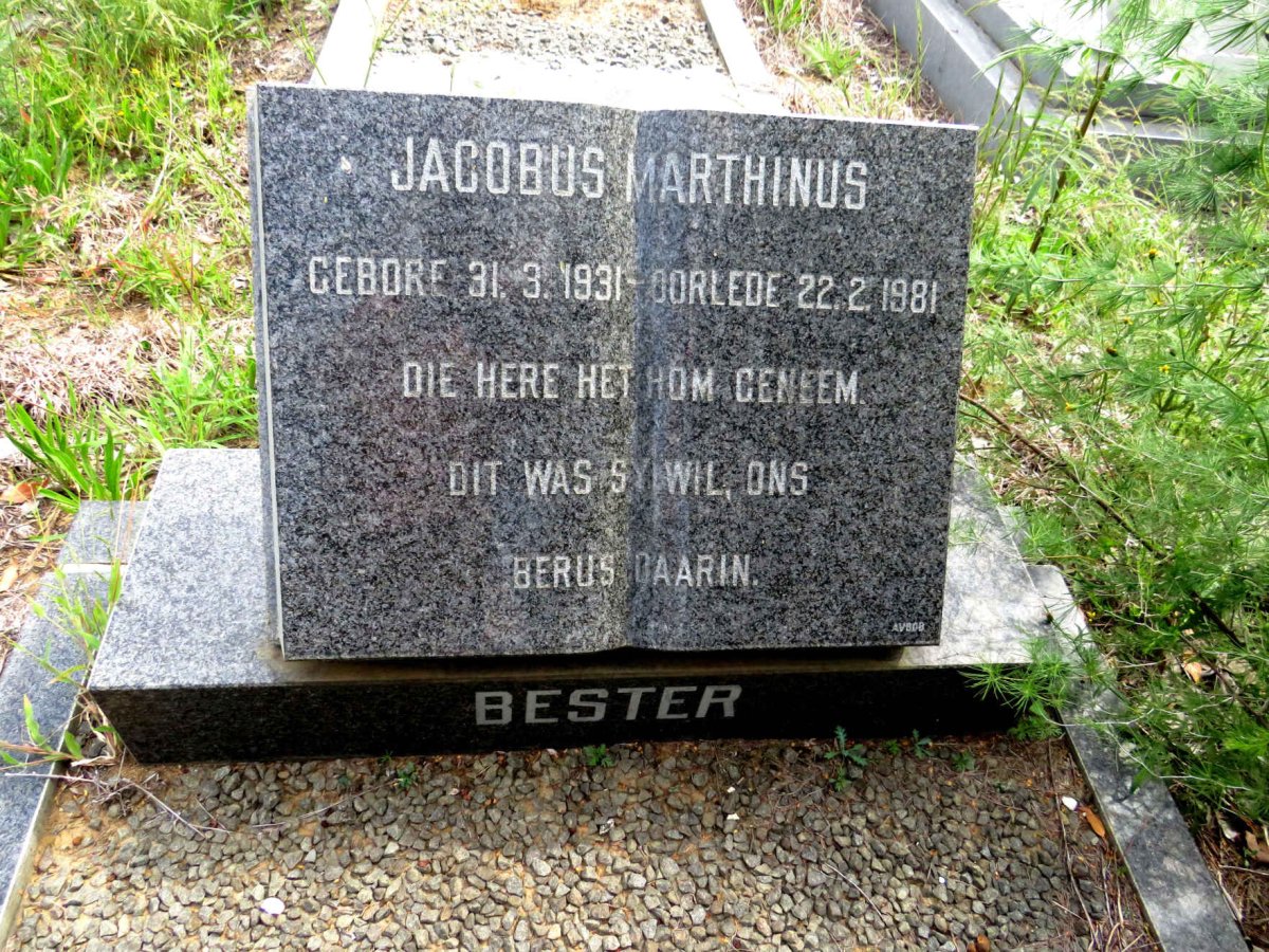 BESTER Jacobus Marthinus 1931-1981