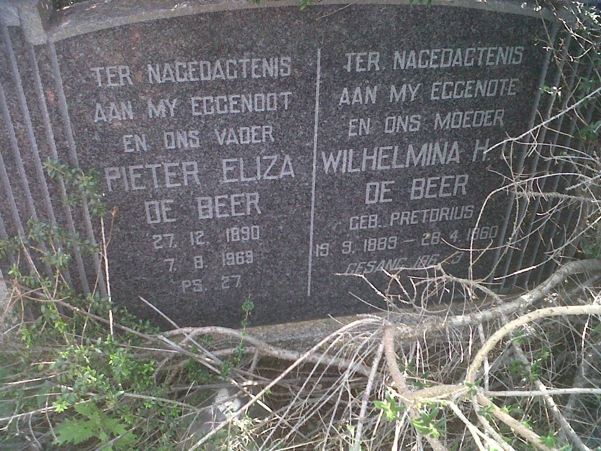 BEER Pieter Eliza, de 1890-1969 &amp; Wilhelmina H.? nee PRETORIUS 1889-1960