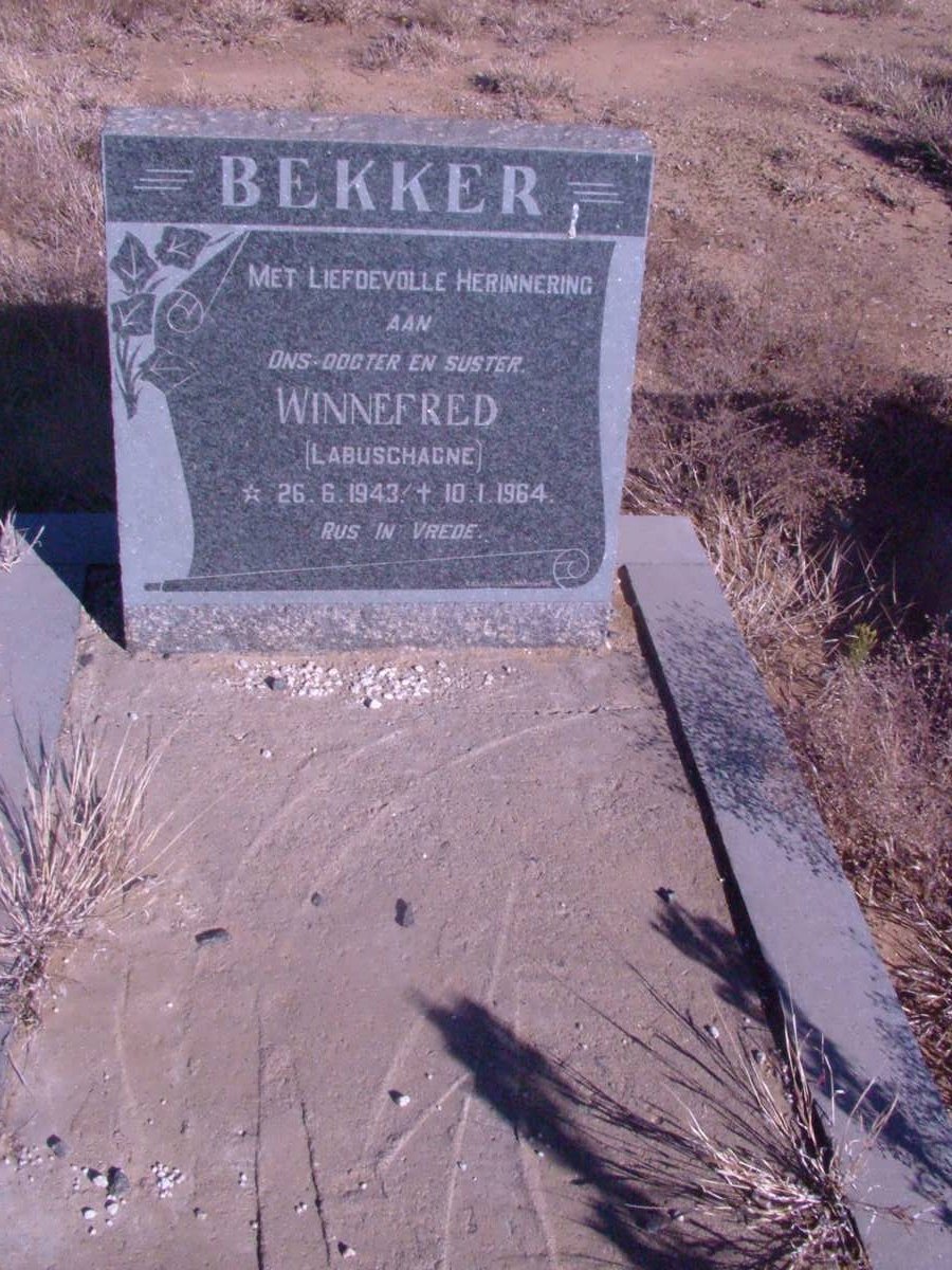 BEKKER Winnefred nee LABUSCHAGNE 1943-1964
