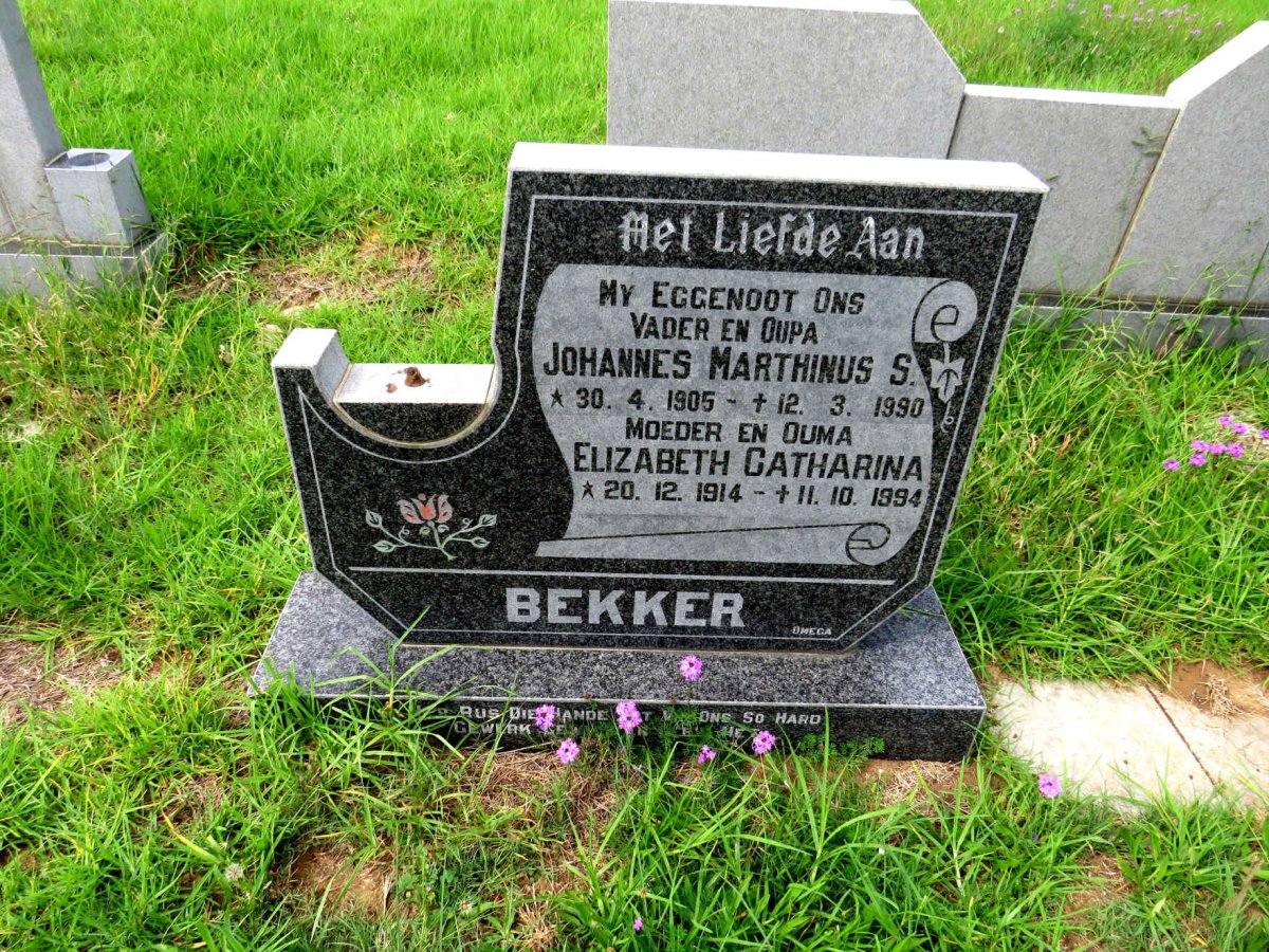 BEKKER Johannes Marthinus S. 1905-1990 & Elizabeth Catharina1914-1994