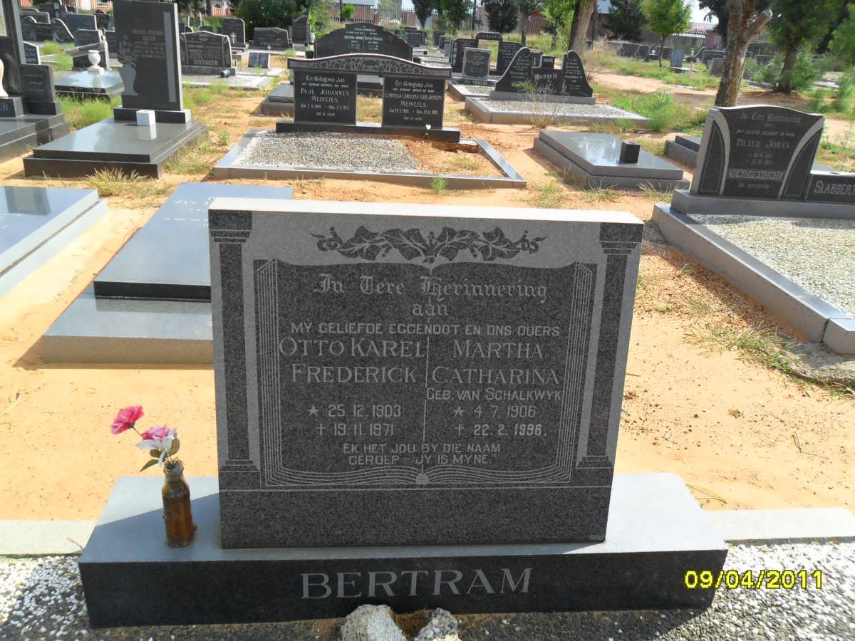 BERTRAM Otto Karel Frederick 1903-1971 &amp; Martha Catharina VAN SCHALKWYK 1906-1998