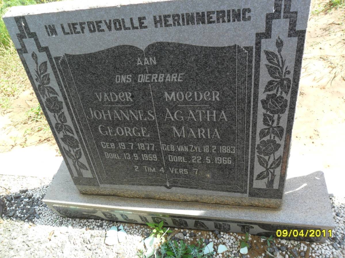 BLIGNAUT Johannes George 1877-1959 &amp; Agatha Maria VAN ZYL 1883-1966