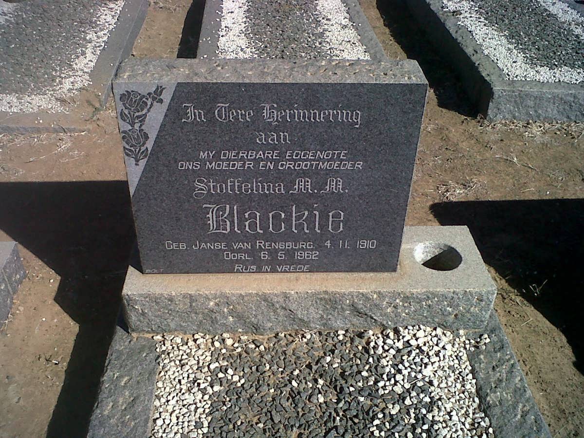 BLACKIE Stoffelina M.M. nee JANSE VAN RENSBURG 1910-1962