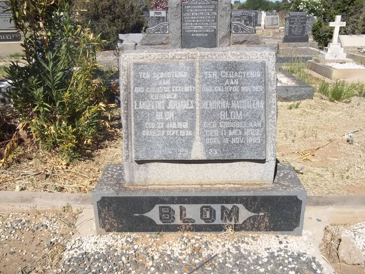 BLOM Lambertus Johanes 1861-1936 &amp; Hendrina Magdalena GROBBELAAR 1869-1953