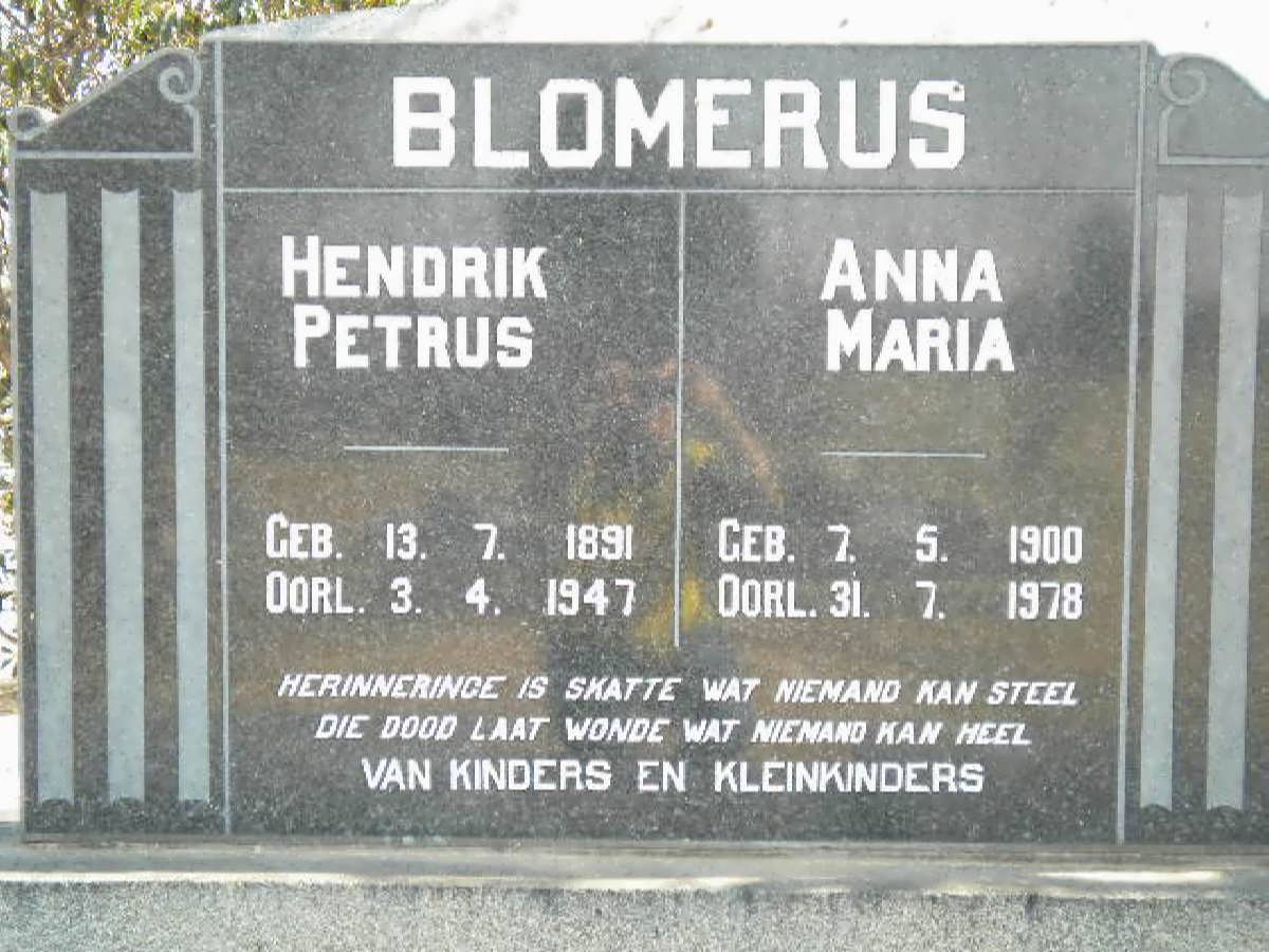 BLOMERUS Hendrik Petrus 1891-1947 &amp; Anna Maria 1900-1978