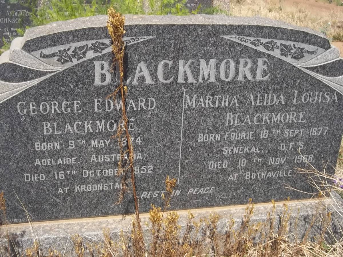 BLACKMORE George Edward 1874-1952 &amp; Martha Alida Louisa 1877-1968