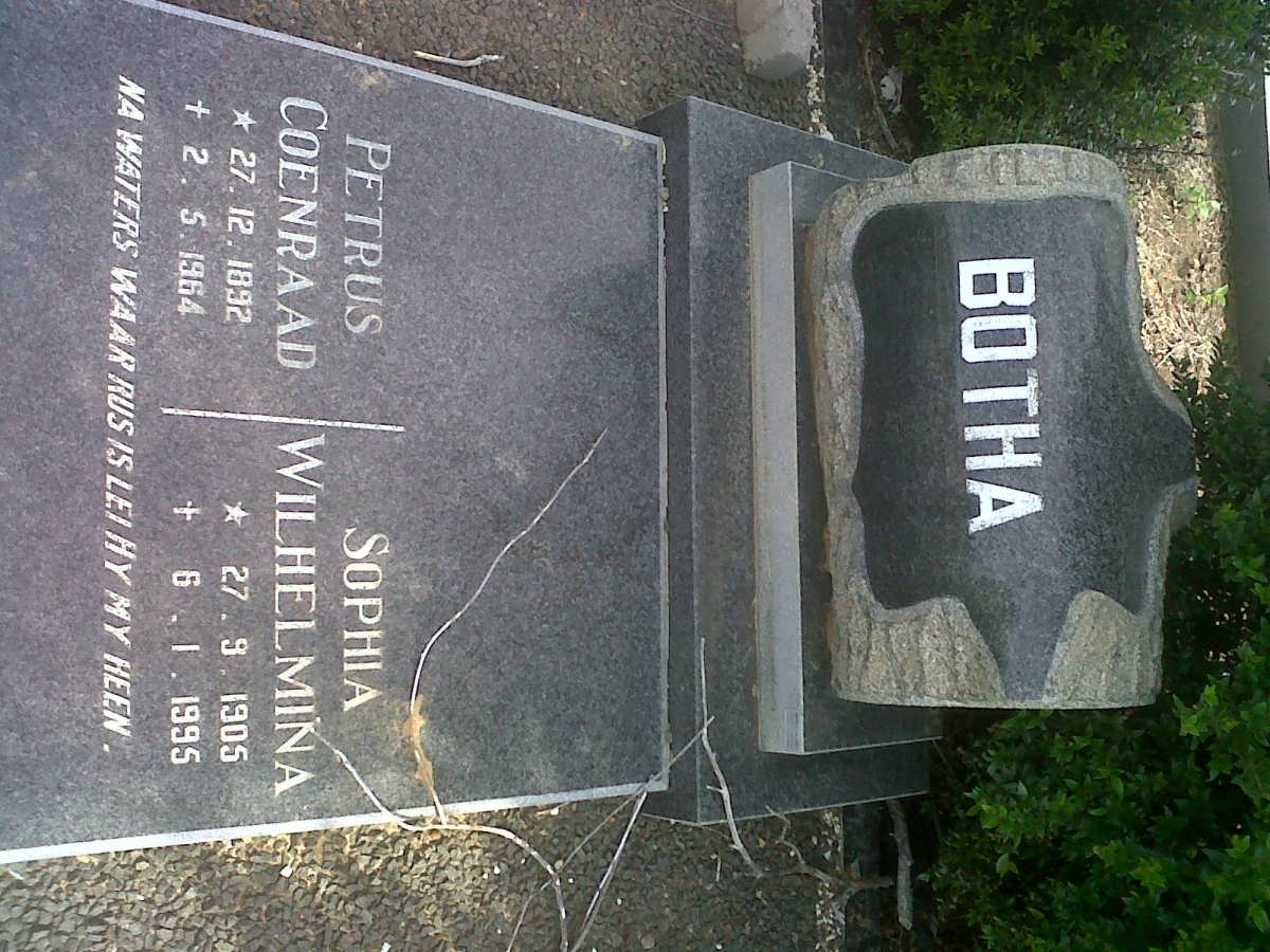 BOTHA Petrus Coenraad 1892-1964 &amp; Sophia Wilhelmina 1905-1995