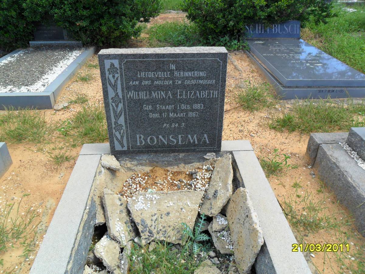 BONSEMA Wilhelmina Elizabeth nee STAADT 1883-1967