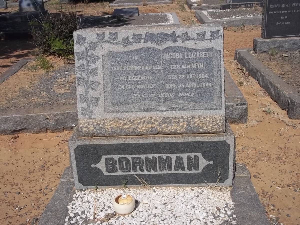 BORNMAN Jacoba Elizabeth nee VAN WYK 1904-1949