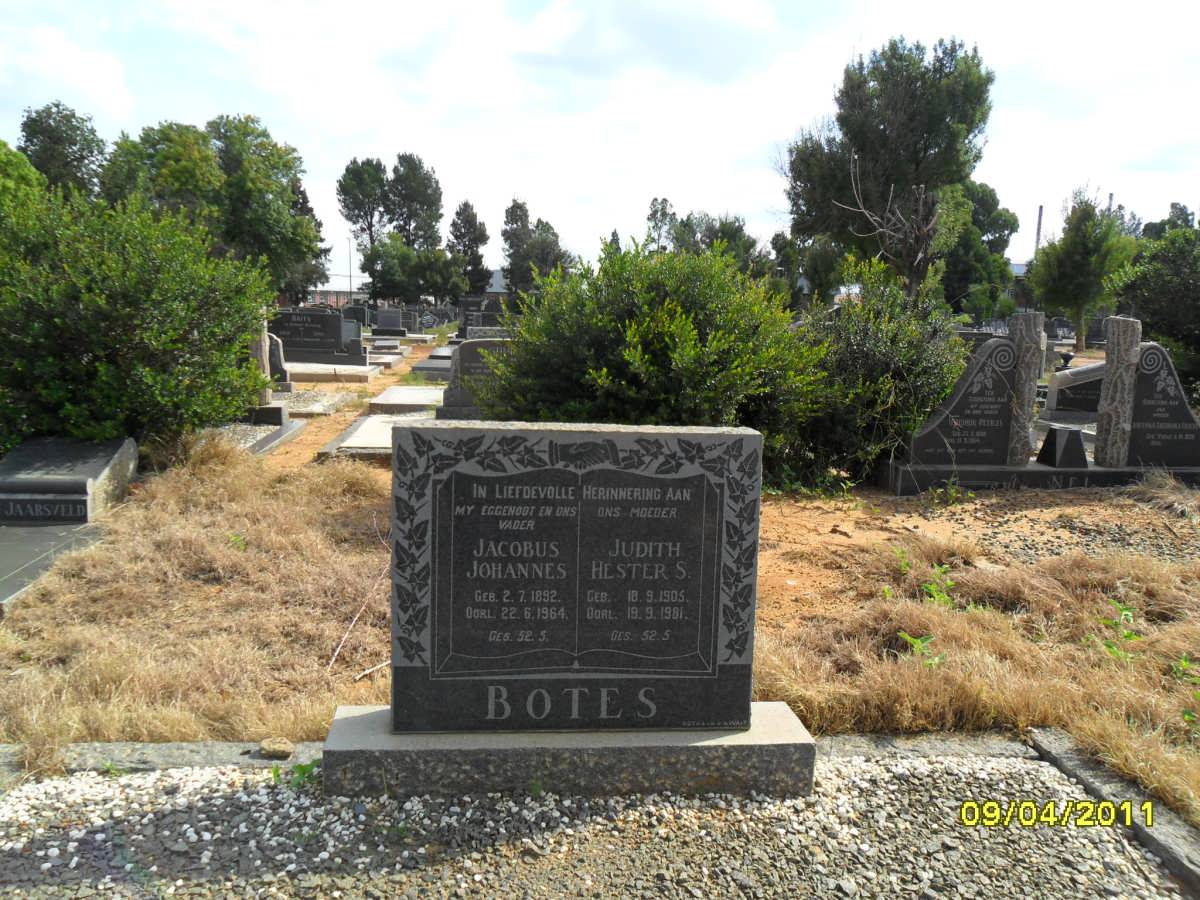 BOTES Jacobus Johannes 1892-1964 &amp; Judith Hester S. 1905-1981