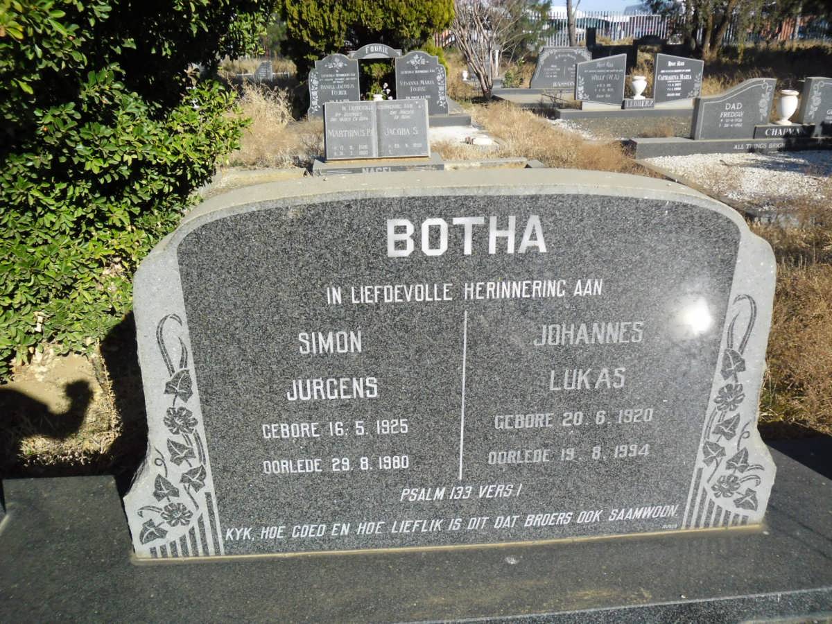 BOTHA Simon Jurgens 1925-1980 :: BOTHA Johannes Lukas 1920-1994