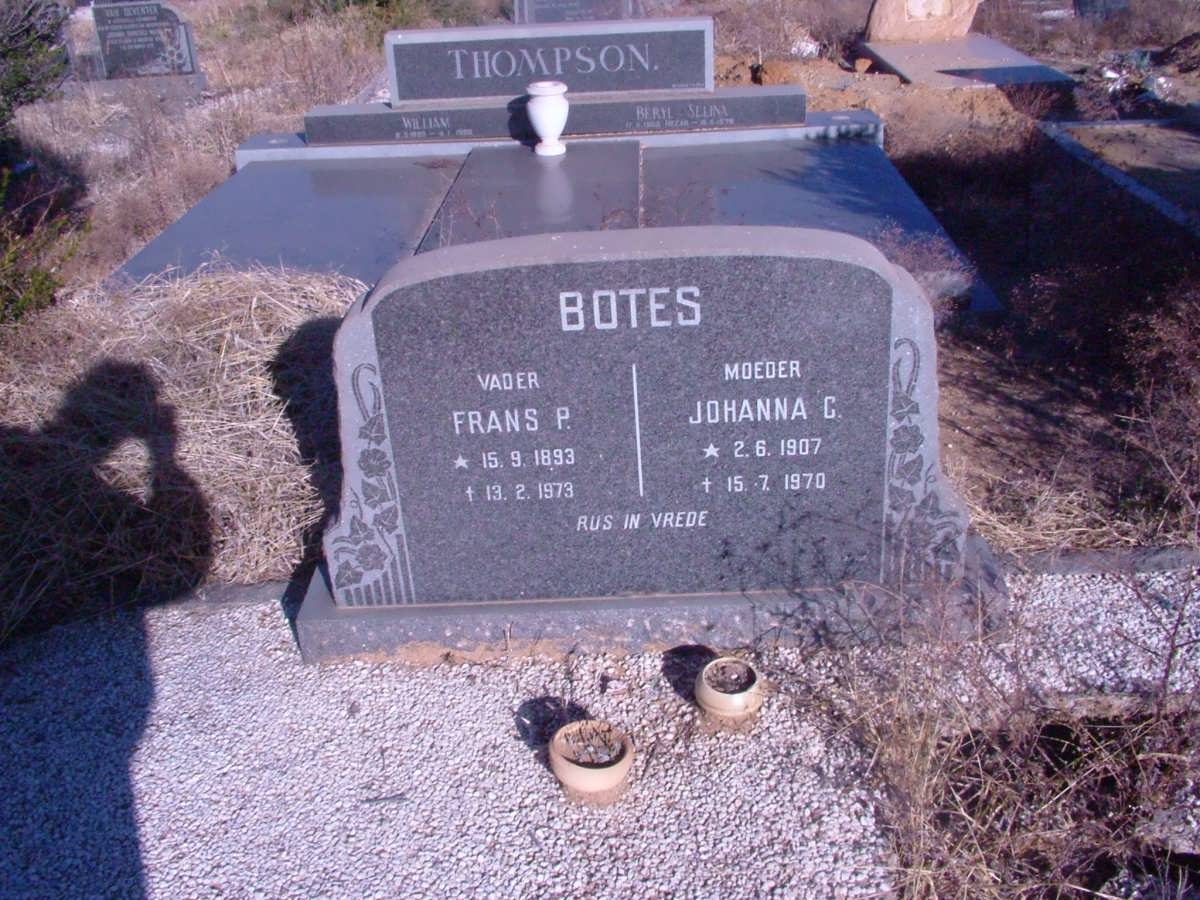 BOTES Frans P. 1893-1973 &amp; Johanna C. 1907-1970