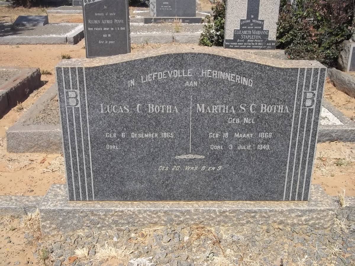 BOTHA Lucas C. 1865- &amp; Martha S.C. NEL 1868-1949
