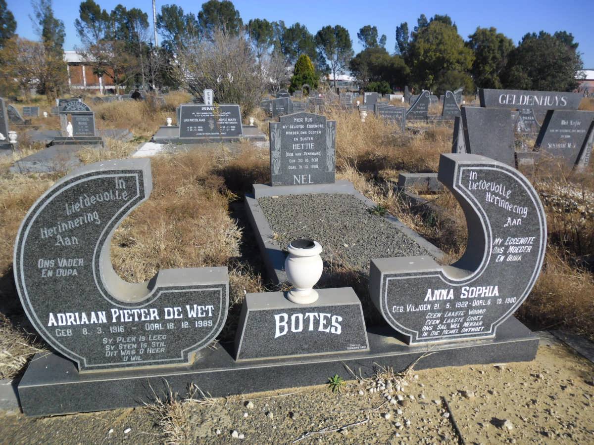 BOTES Adriaan Pieter de Wet 1916-1989 &amp; Anna Sophia VILJOEN 1922-1980