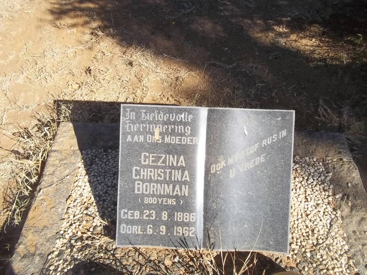 BORNMAN Gezina Christina nee BOOYENS 1886-1962