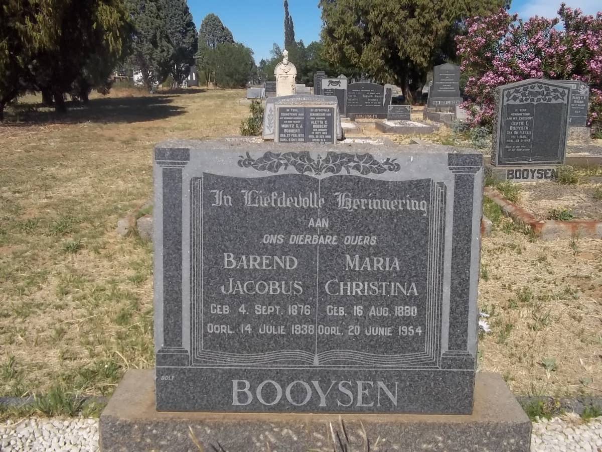 BOOYSEN Barend Jacobus 1876-1938 &amp; Maria Christina 1880-1954