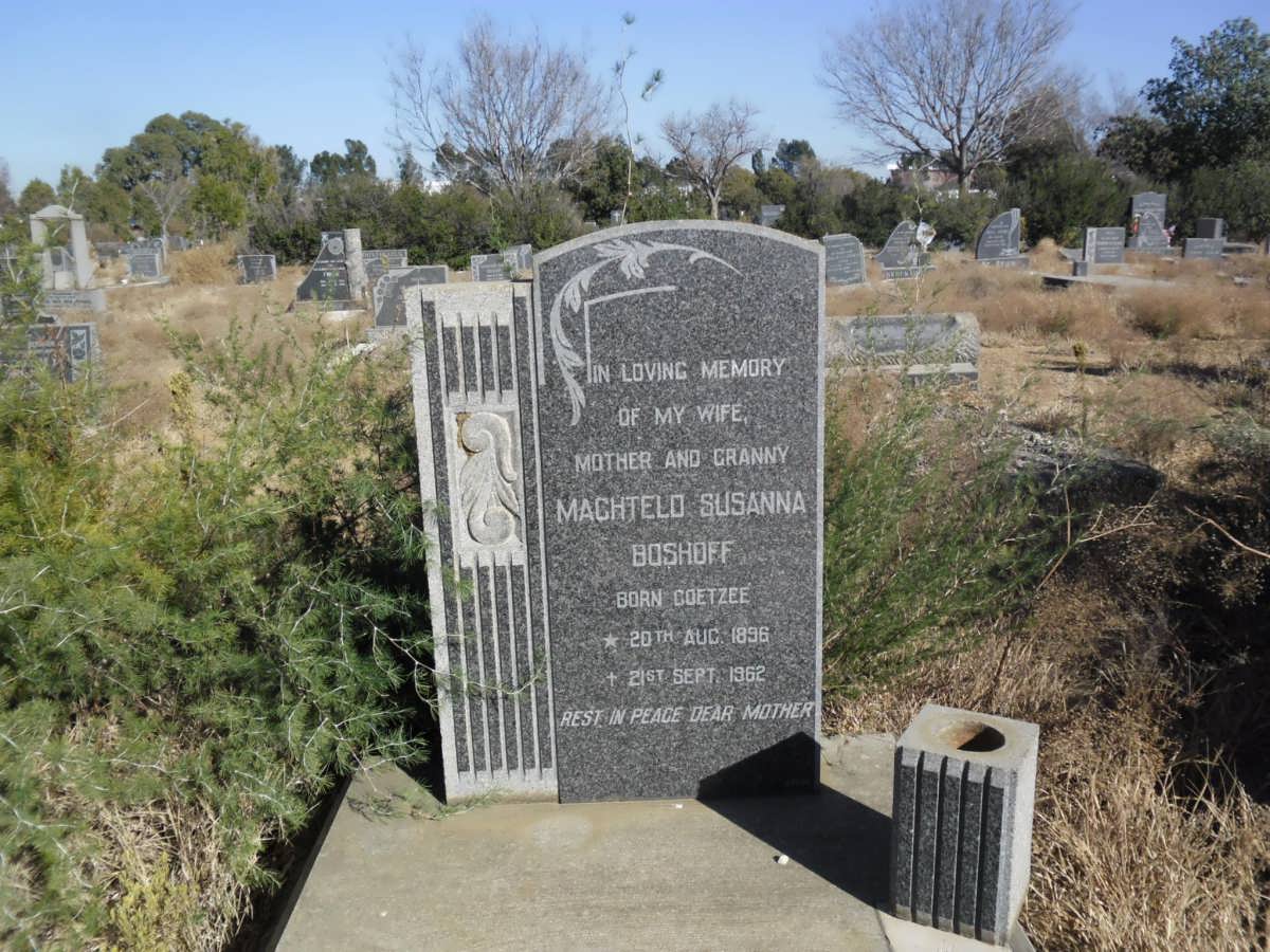 BOSHOFF Machteld Susanna geb COETZEE 1896-1962