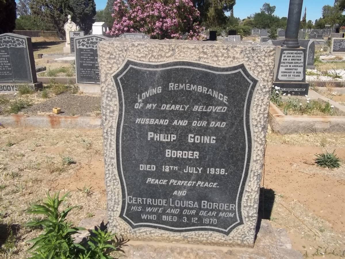 BORDER Phillip Going -1938 &amp; Gertrude Louisa -1970