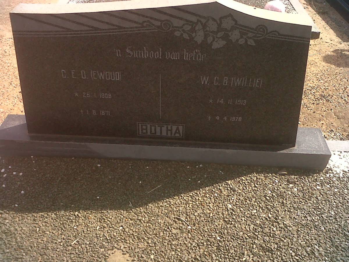 BOTHA C.E.D. 1908-1971 &amp; W.C.B. 1913-1978