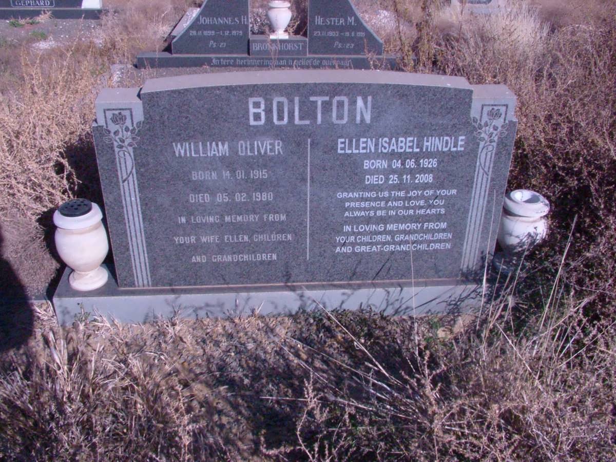BOLTON William Oliver 1915-1980 &amp; Ellen Isabel HINDLE 1926-2008