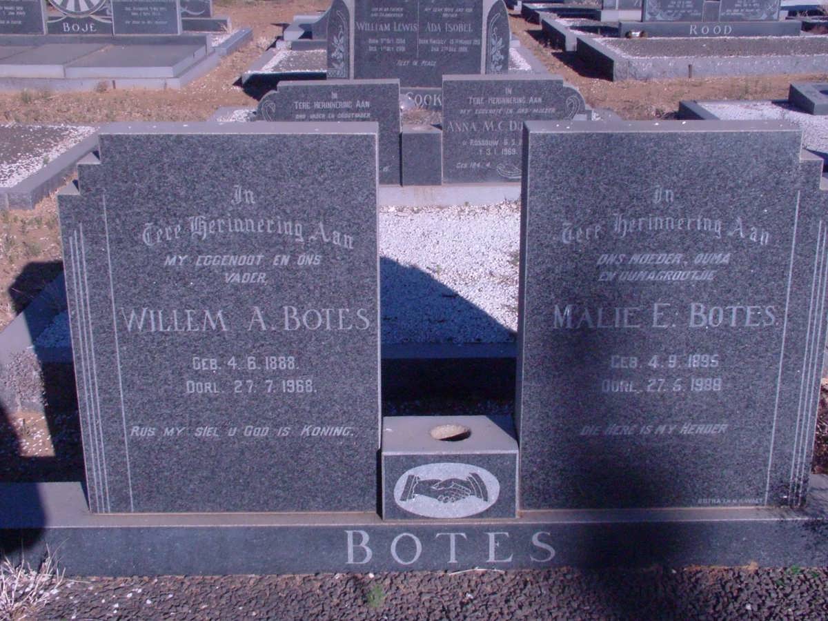 BOTES Willem A. 1888-1968 &amp; Malie E. 1895-1988