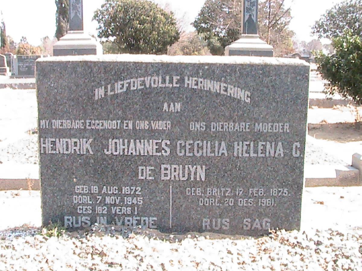 BRUYN Hendrik Johannes, de 1872-1945 &amp; Cecilia Helena C. BRITZ 1875-1961
