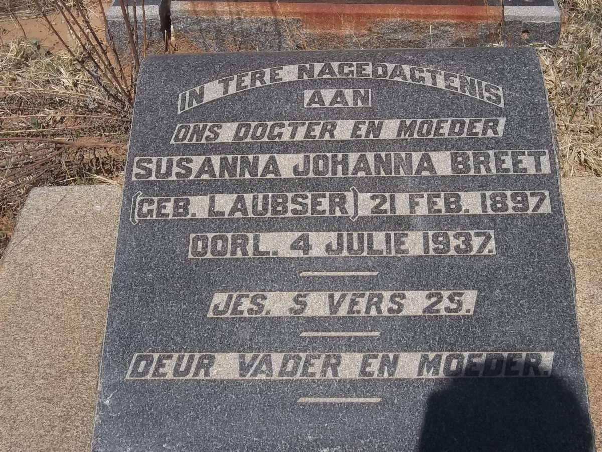 BREET Susanna Johanna nee LAUBSER 1897-1937