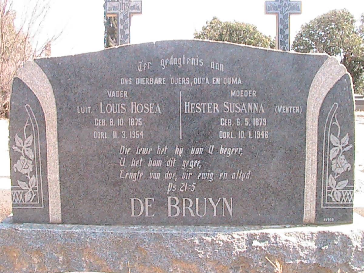 BRUYN Louis Hosea, de 1875-1954 &amp; Hester Susanna VENTER 1879-1946