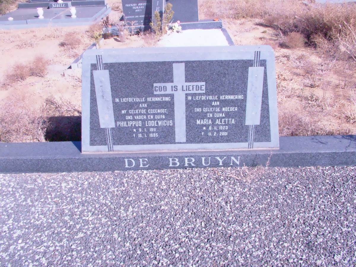 BRUYN Philippus Lodewicus, de 1911-1985 &amp; Maria Aletta 1923-2001