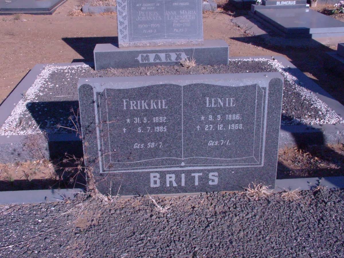 BRITS Frikkie 1892-1985 &amp; Lenie 1886-1968