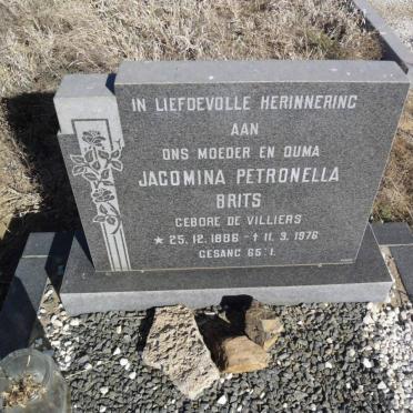 BRITS Jacomina Petronella nee DE VILLIERS 1886-1976