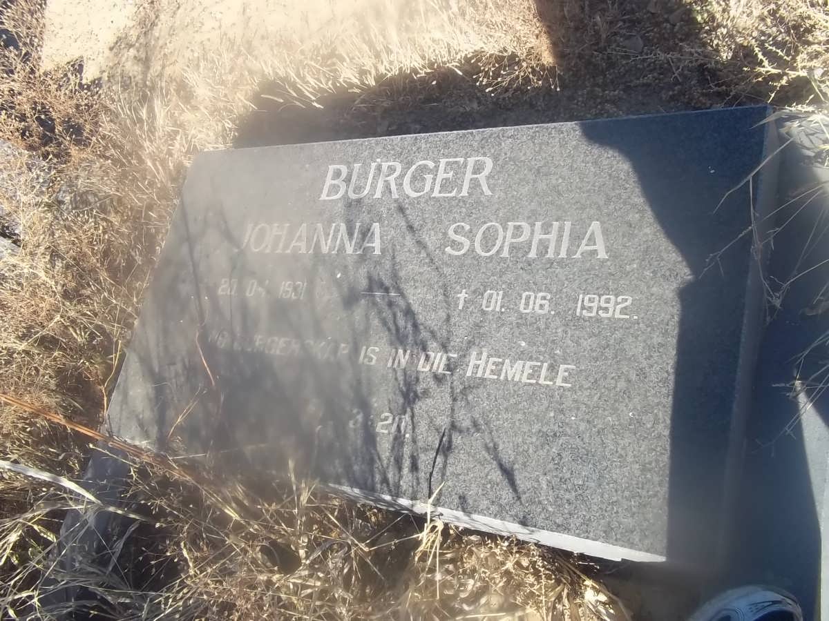 BURGER Johanna Sophia 1921-1992