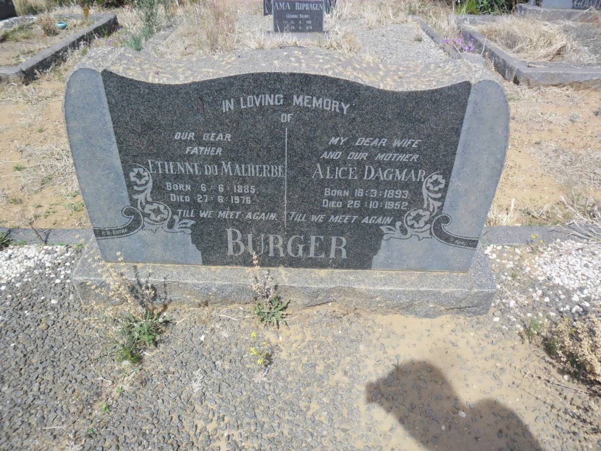BURGER Etienne du Malherbe 1885-1976 &amp; Alice Dagmar 1893-1952