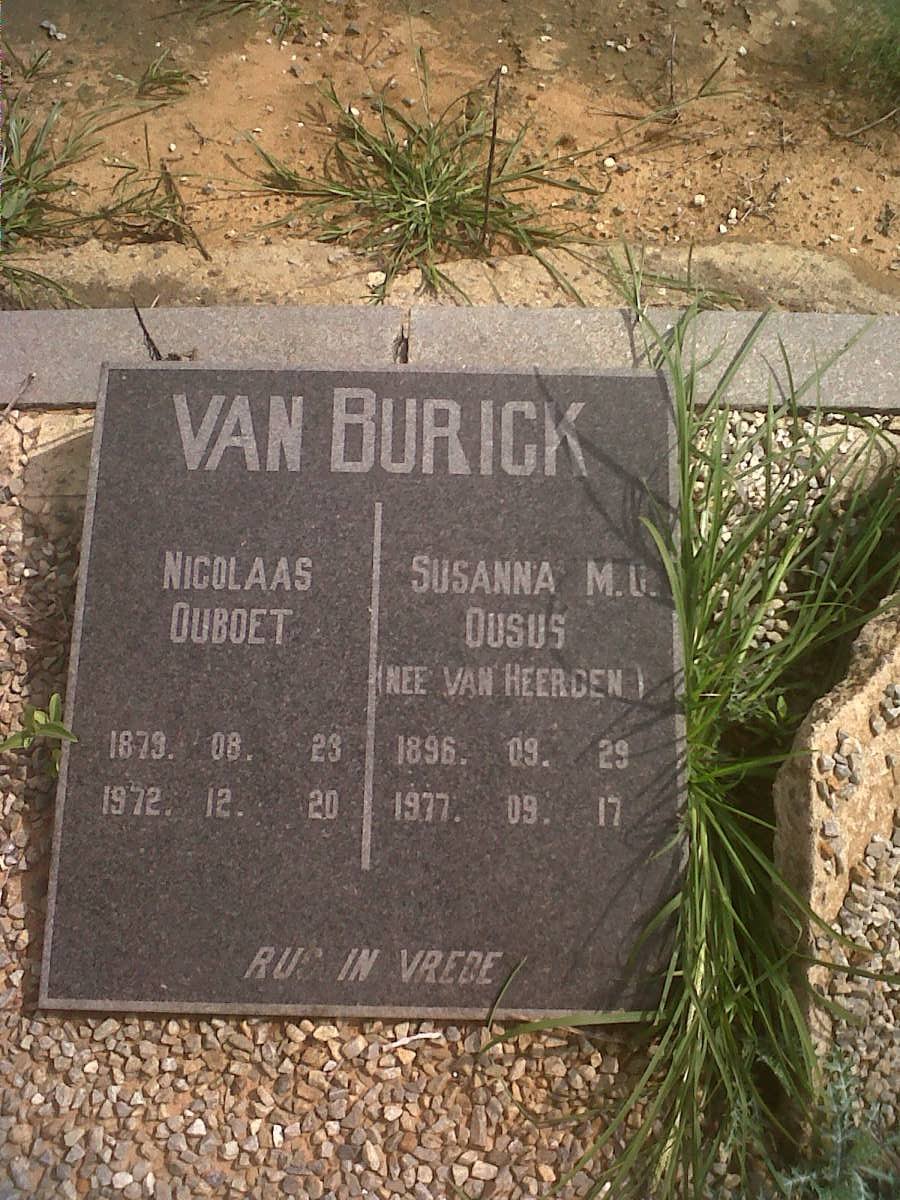 BURICK Nicolaas, van 1879-1972 &amp; Susanna C. VAN HEERDEN 1896-1977
