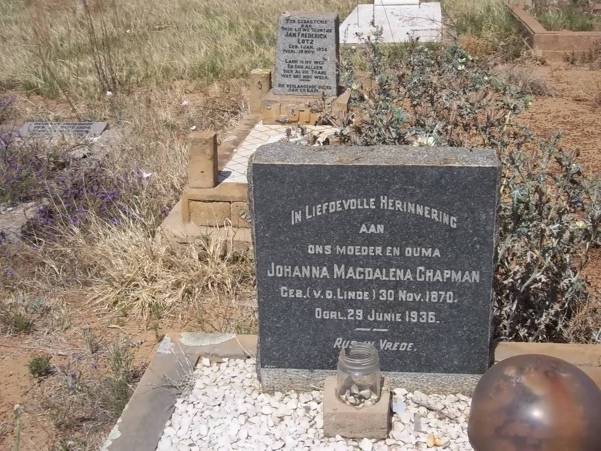 CHAPMAN Johanna Magdalena nee V.D. LINDE 1870-1936