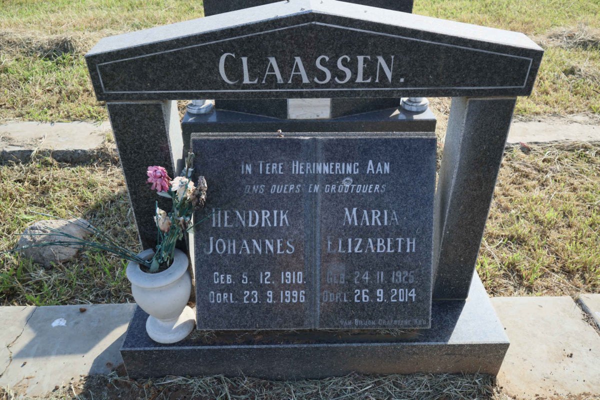 CLAASSEN Hendrik Johannes 1910-1996 &amp; Maria Elizabeth 1925-2014