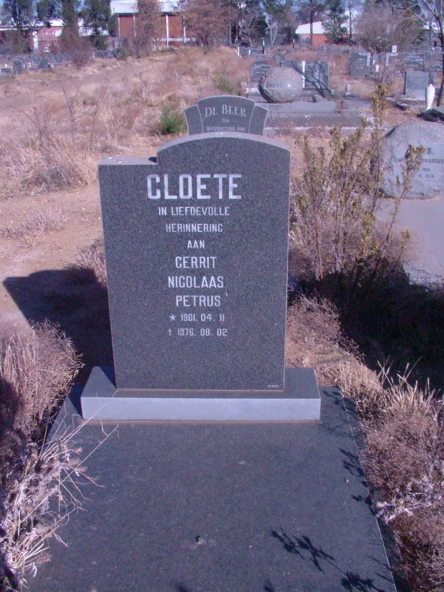 CLOETE Gerrit Nicolaas Petrus 1901-1976