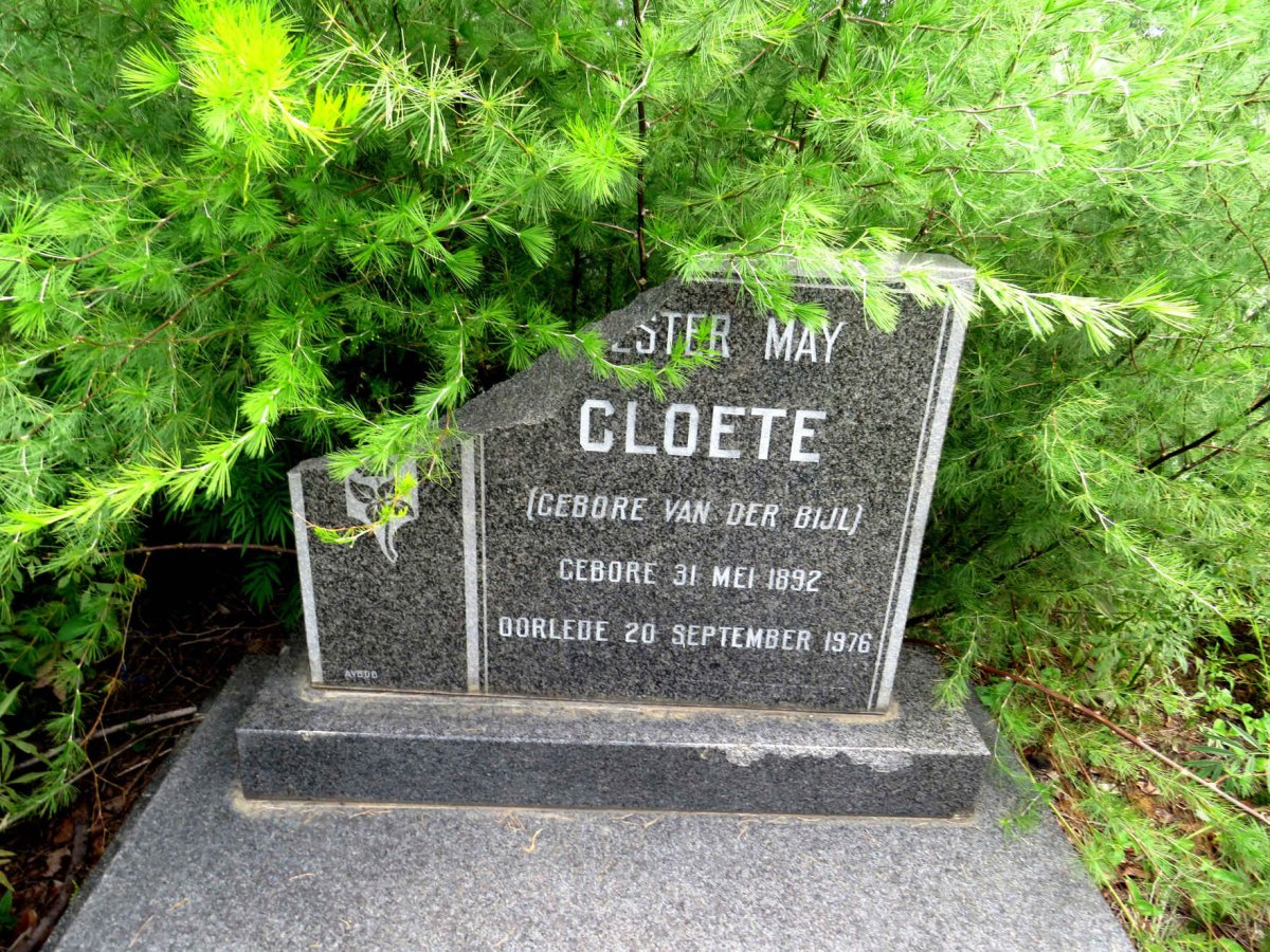 CLOETE Hester May nee VAN DER BIJL 1892-1976