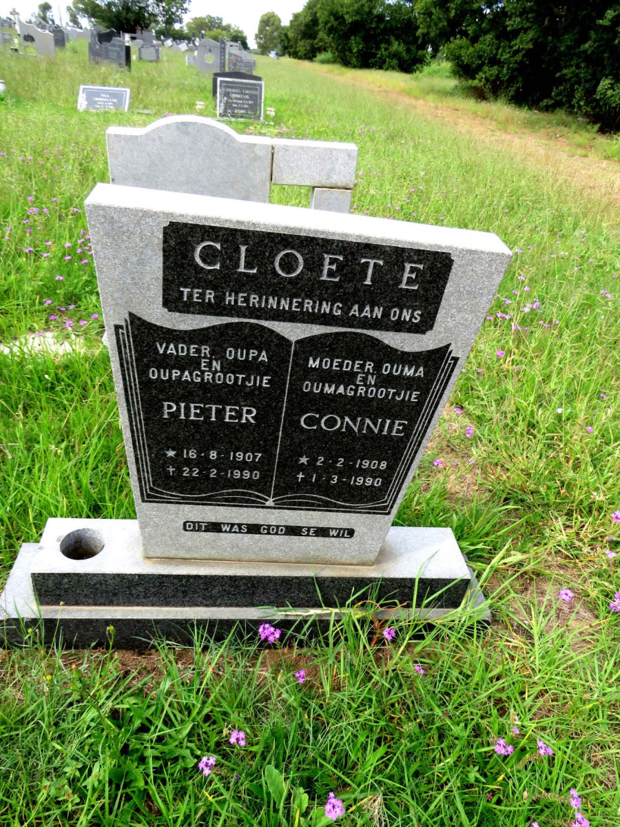 CLOETE Pieter 1907-1990 & Connie 1908-1990